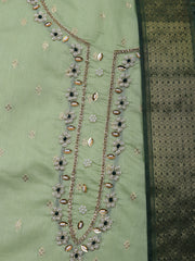 Embroidered Cotton Unstitched Suit With Pant & Dupatta