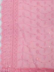 Chiken Work Georgette Unstitched Suit With Dupatta