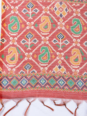 Neck Embroidered Chanderi Unstitched Suit With Dupatta
