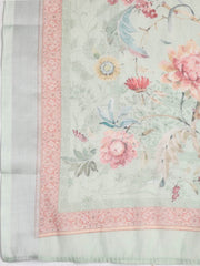 Floral Printed Linen Unstitched Suit Piece With Dupatta