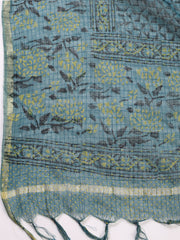 Printed Cotton Blend Unstitched Suit With Dupatta