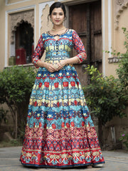 Digital Printed Anarkali Kurta With Churidar & Dupatta
