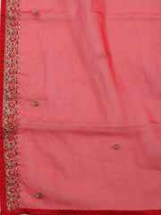 Neck Embroidered Organza Unstitched Suit With Dupatta