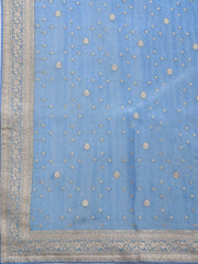 Embroidered Art Silk Unstitched Suit Piece With Dupatta