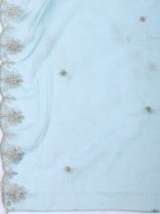 Neck Zari Embroidery Tissue Unstitched Suit With Dupatta