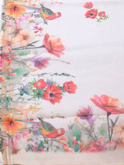 Patch Neck Linen Unstitched Suit Piece With Dupatta