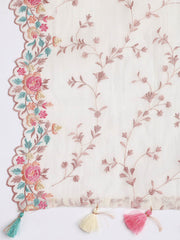 Embroidery Border Chanderi Unstitched Suit With Dupatta