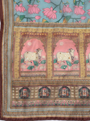 Neck Patti Chanderi Unstitched Suit With Dupatta