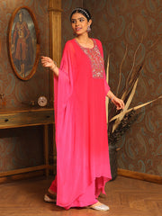 Sequin Embroidered Georgette Kaftan Kurta With Pants