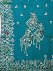 Neck Embroidery Chanderi Unstitched Suit With Dupatta