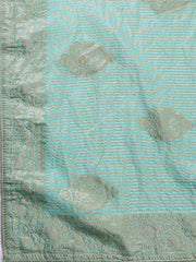 Neck Embroidered Art Silk Unstitched Suit With Dupatta