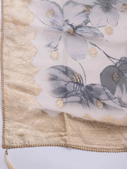 Neck Embroidery Chanderi Unstitched Suit With Dupatta