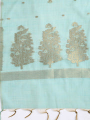 Jamdani Work Chanderi Unstitched Suit Piece With Dupatta