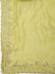 Neck Embroidery Organza Unstitched Suit Piece With Printed Dupatta