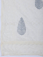 Neck Work Cotton Blend Unstitched Suit With Dupatta