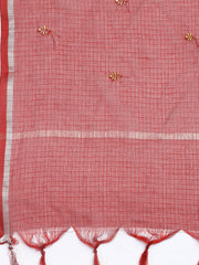 Neck Embroidered Cotton Blend Unstitched Suit With Dupatta