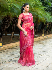 Embroidered Net Saree