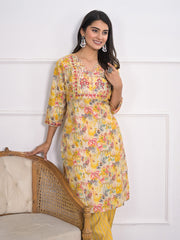 Printed Muslin Kurta With Pants