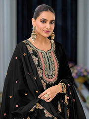 Neck Embroidery Art Silk Kurta With Sharara And Dupatta