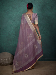 Woven Border Linen Saree