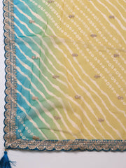 Embroidered Art Silk Unstitched Suit Piece With Dupatta