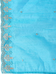 Neck Embroidered Chanderi Unstitched Suit Piece With Dupatta