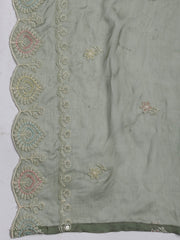 Embroidered Chanderi Unstitched Suit Piece With Dupatta