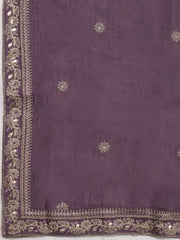 Neck Embroidered Chanderi Unstitched Suit Piece With Dupatta