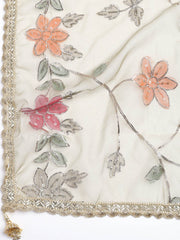 Neck Embroidery Chanderi Unstitched Suit With Dupatta