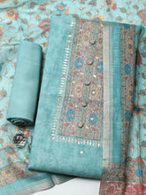 Embroidered Chanderi Unstitched Suit With Pant & Dupatta