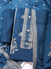 Embroidered Chanderi Unstitched Suit With Pant & Dupatta
