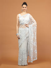 Sequence Embroidery Net Saree