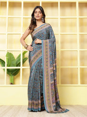 Floral Printed Crepe Saree