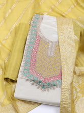 Neck Embroidered Tissue Unstitched Suit Piece With Dupatta