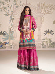 Embroidered Crepe Kurti With Plazzo & Dupatta