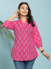 Printed Cotton Blend Short Kurti