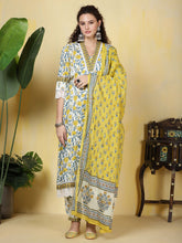 Printed Cotton Blend Kurta With Pants & Dupatta