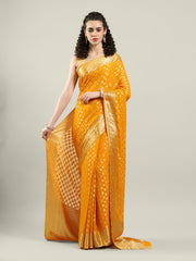 Zari Border Booti Chiffon Woven Saree