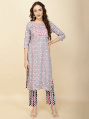 Yoke Embroidery Cotton Kurta Set