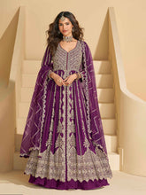 Embroidered Chinon Kurta With Plazzo & Dupatta