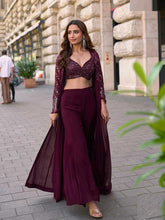Embroidered Georgette Choli With Plazzo & Jacket