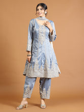 Resham Zari Sequins Work Organza Chinnon Kurta And Kurta