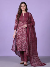 Printed Cotton Blend Kurta With Pant & Dupatta