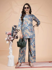 Printed Cotton Blend Kurta With Pants