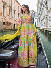 Embroidered Chinon Kurta With Pant & Dupatta