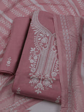 Neck Embroidered Cotton Blend Unstitched Suit With Dupatta