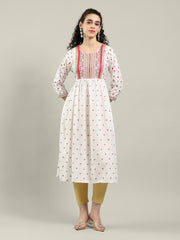 Neck Embroidered Cotton Blend Kurta & Pants