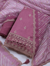 Embroidered Art Silk Unstitched Suit Piece With Dupatta