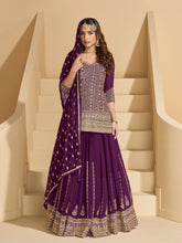 Embroidered Georgette Kurti With Skirt & Dupatta