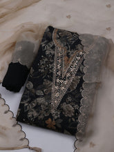 Neck Embroidered Chanderi Unstitched Suit With Dupatta